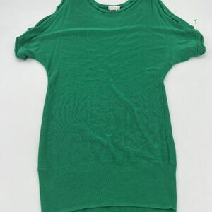 Chicos Green Cold Shoulder Knit Top Size Small Rayon